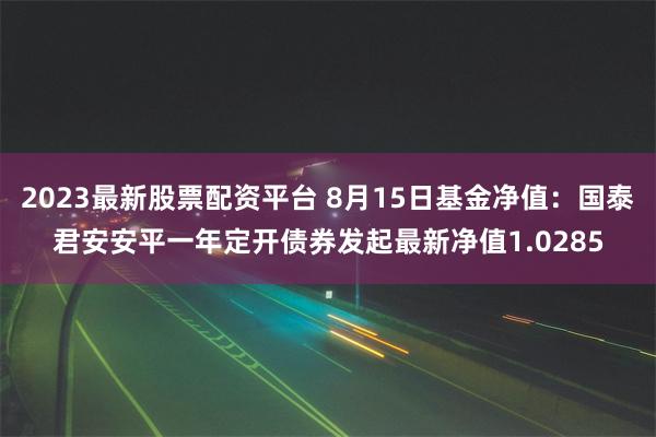 2023最新股票配资平台 8月15日基金净值:国泰君安安平一年定开债券发起最新净值1.0285