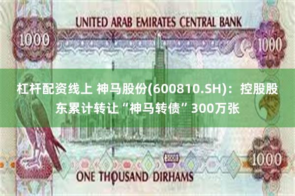 杠杆配资线上 神马股份(600810.SH):控股股东累计转让“神马转债”300万张