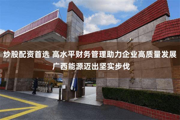 炒股配资首选 高水平财务管理助力企业高质量发展 广西能源迈出坚实步伐