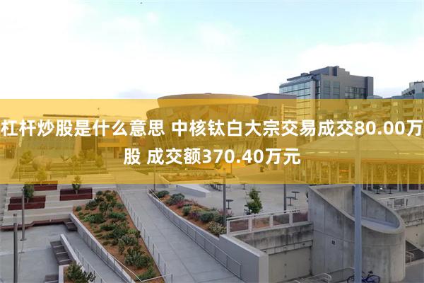 杠杆炒股是什么意思 中核钛白大宗交易成交80.00万股 成交额370.40万元