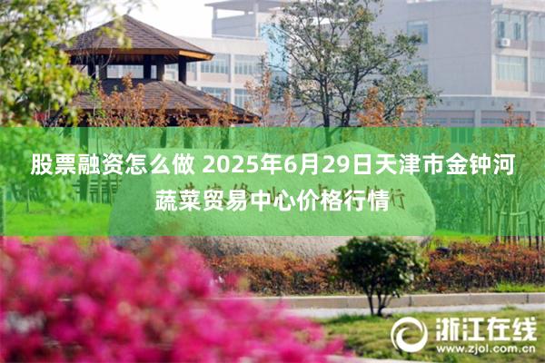股票融资怎么做 2025年6月29日天津市金钟河蔬菜贸易中心价格行情